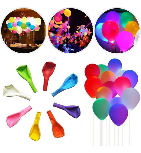 Globos De Colores Con Luces X20 Unidades